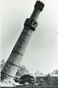 The chimney at Lower Conygre Pit being demolished probably in 1910.