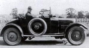 Mr Brown, who worked for the Water Board, in his 1922 Rover 8 hp