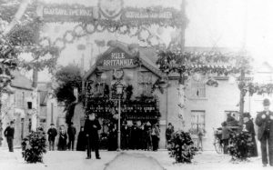 Decorations in the Square to celebrate the coronation of Edward VII and Alexandra in 1902.