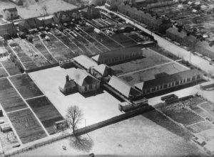 Aerial view of Timsbury County Secondary School in the 1930s.
