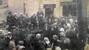 Early in 1916 a petition was signed by between 200 and 300 members of the Radstock Co-operative Society asking for a branch to be established in Timsbury. The proposal was supported by the committee and on August 12 the new branch was formally opened by its President Rev. G.A. Ramsay. The new building was said to be of a good substantial structure with the ground floor fitted up as general grocery department and the first floor being used for drapery, clothing, furnishing, hardware and tobacco. The Paulton Prize Brass Band played in front of the new branch premises and a marquee was set up in a field nearby where several hundred people enjoyed a grand tea followed by a public meeting.