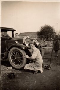 Sonny Coombs at work on the site of the future Sunnyview. His son Bill and wife Nelly are watching.
